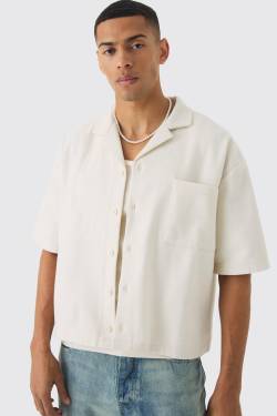 Mens Kastiges Oversize Hemd in Wolloptik - Ecru - XL, Ecru von boohooman