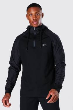 Mens Man Active Hoodie mit matten Ärmeln - Schwarz - XS, Schwarz von boohooman