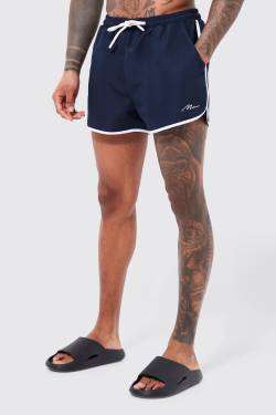 Mens Man Signature Badehose - Blau - S, Blau von boohooman