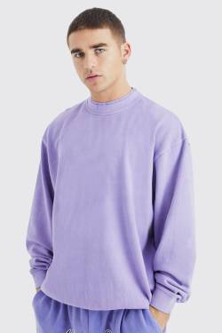 Mens Oversize Sweatshirt mit doppeltem Kragen - Lila - L, Lila von boohooman