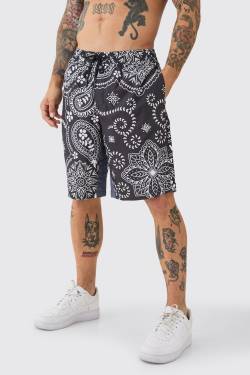 Mens Badehose mit Paisley-Print - Schwarz - M, Schwarz von boohooman