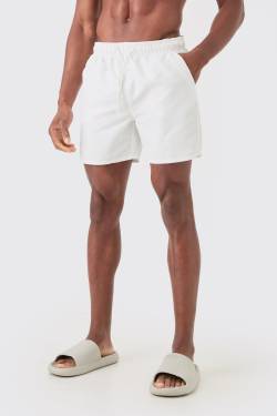 Mens Mittellange Badehose - Weiß - XS, Weiß von boohooman