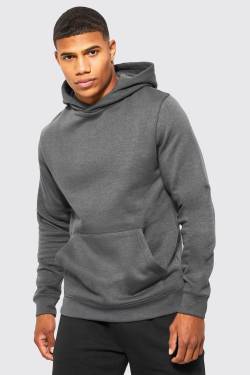 Mens Slim-Fit Hoodie - Grau - S, Grau von boohooman