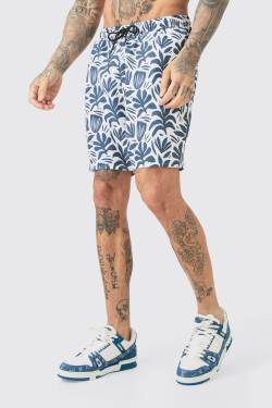 Mens Tall Badehose mit abstraktem Print - Schwarz - XL, Schwarz von boohooman