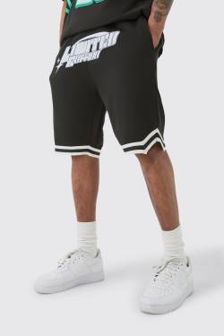 Tall lockere Limited Edition Basketball-Shorts in Schwarz - L, Schwarz von boohooman