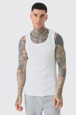 Mens Tall Muscle-Fit vesttop - Weiß - S, Weiß von boohooman