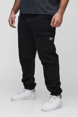 Plus Slim-Fit Ripstop Cargohose - Schwarz - 40, Schwarz von boohooman