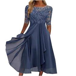 Sommerkleid Damen, Damen Abendkleider Elegant Hochzeit Festliche Kleider Damen Brautmutter Moderne Spitzenkleid Cocktailkleider Festlich Brautmutterkleider Brautkleid,Z15 Blau,3XL von boseucn