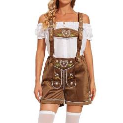 Trachtenlederhose Damen, 3 Teilig Damen Trachten Hose mit Kariertes Bluse Und Hat Bayer Bayern Damen Hotpants Lederhose Trachtenlederhose Trachten Lederhose Oktoberfest Damen Outfit von boseucn