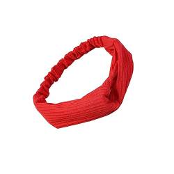budiniao Damen Stirnbänder Yoga elastisch gekreuzt geknotet Haarbänder Turban Bandanas Stripe Home Travel Damen Wickelzubehör, Rot von budiniao