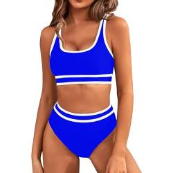 callmo Bikini Damen Set High Waist Zweiteiliger Badeanzug Bauchweg V Ausschnitt Sport Sexy Große Größe überkreuztes Blumenmuster Bikini Bademode Bauchkontrolle Bikini Sets für Damen Push Up von callmo