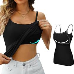 callmo Damen Tank Top mit Regal BH Unterhemd Verstellbarer breiter Riemen Baumwolle Camisole Shirt Basic Cami Tanks von callmo