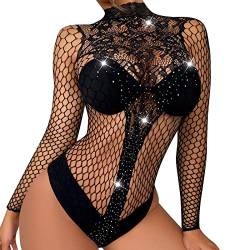 callmo ReizwäSche FüR Sex Damen,Damen Dessous mit Strapsen Reizwäsche Spitzen Body Unterwäsche V-Ausschnitt Corsage Sexy Wäsche Mesh Stückeln Nachtwäsche Babydoll Strapsgürtel von callmo