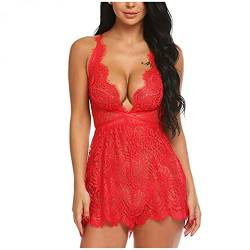 callmo Sexy Dessous Damen Für Sex, Babydoll Lingerie Nachthemd Damen Kleider Babydoll Lingerie Mesh Spitzen Nachtwäsche Dessous Set Sleepwear Kleid Reizwäsche Negligee Dessous Damen sexy unterwäsche von callmo