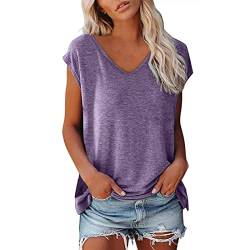 callmo Tshirt Damen Einfarbig Bluse Kurzarm V-Ausschnitt T-Shirt Locker Frauen Oberteile Sommer Alltag Crop Top Sport T-Shirts Klamotten Teenager Mädchen Kleidung Y2k Sommerkleidung Elegant Bluse von callmo