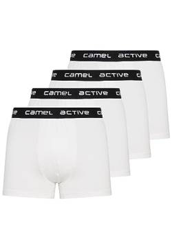 camel active Herren Boxershorts 4er Pack - Blau, Grau, Schwarz, Weiß Bequeme Baumwoll-Unterhosen - Einfarbige Shorts Weiß menswear-L von camel active