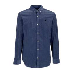 Herren Langarmhemd L/S Madison Fine Cord Shirt Hudson Blau/Schwarz von carhartt-wip