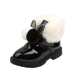 cfpqv Kinder Baby warme und bequeme Schuhe Prinzessin Schuhe Mode Haarballen Baumwolle Stiefel Schneestiefel weiche Schuhe Kinderschuhe Mädchen Sneaker (Black, 23.5 Toddler) von cfpqv