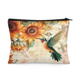 chaqlin Kosmetiktasche für Reisen, Münzgeldbörse, niedlicher Reißverschluss, großer Make-up-Organizer, Kolibri Sonnenblume, Einheitsgröße, Münztasche von chaqlin