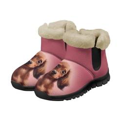 chaqlin Schneestiefel für Damen, Winterstiefel, warme Arbeitsschuhe, leicht, rutschfest, Stiefeletten, warme Wanderschuhe, Pink Puppy Dog, 37 EU von chaqlin