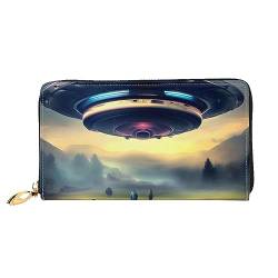 chenfandi UFO Landing Wallet, Geldbörse mit Reißverschluss, große Kapazität, lange Geldbörse, Multi-Karten-Organizer, Geldbörse & Unisex, Schwarz , Einheitsgröße von chenfandi