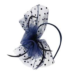 Schweiß-Stirnbänder für Damen, Netz-Blumenhut, Kopfbedeckung für Fascinatoren, Stirnband, Packung für Damen, schwarzer Punkt-Druck, elegantes Stirnband (Marineblau, Einheitsgröße) von chhoioia