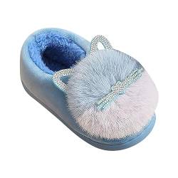 chhoioia Kinder Jungen Mädchen Mode Schuhe Plüsch Schuhe Indoor Warm und Niedlich Baumwolle Hausschuhe Kleinkind Junge Offene Zehen Sandalen, blau, 27 EU von chhoioia