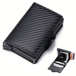 chunyuwen Slim Wallet, Geldbörse Herren, Slim Wallet Kartenetui Klein, Mini Geldbeutel Herren und Damen mit RFID, Automatisches Pop-up Kartenetui Kreditkartenetui mit Banknotenfächer(Schwarz) von chunyuwen