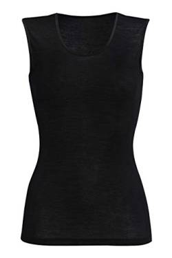 con-ta Achselhemd, klassisches Unterhemd für Damen, weiche Unterwäsche, bequemes Top aus Wolle und Modal, Trägertop in Schwarz, Größe: 48 von con-ta