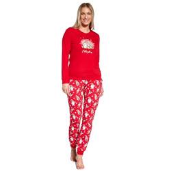 cornette Schlafanzug Damen lang, Pyjama Damen, Schlafanzug Set, Baumwolle 100%, Weihnachtsstil, Nachtwäsche langärmliges Bluse und Lange Hose, Bequem und entspannt, hergestellt in der EU von cornette