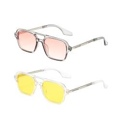 crazy bean Sonnenbrille Polarisiert Herren Damen 2 Retro Square Sonnenbrille UV400 Schutz Vintage Sunglasses 70er Jahre(C) von crazy bean