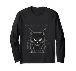 Schwarze Katze, realistische Aquarellfarbe, niedliche Katze, Farbe, bunte Katze Langarmshirt von crazycat Kitten Meow Lovers Cat Silhouette Apparel