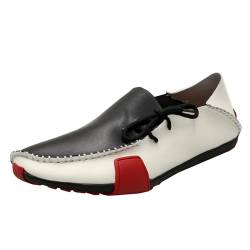 Herren Penny Loafers Mokassin Fahrschuhe aus weichem Leder, handgefertigt, zum Reinschlüpfen, flache Bootsschuhe, Schwarz , 41 1/3 EU von crazynekos