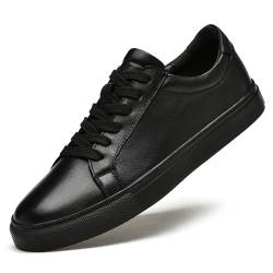 Herren-Sneaker aus echtem Leder, Retro-Stil, stilvoll, Business-Freizeitschuhe für Herren, Größe 39-42, Schwarz , 38 2/3 EU von crazynekos