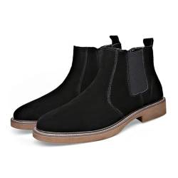 crazynekos Chelsea-Stiefel für Herren, klassisch, elastisch, lässig, Chelsea-Stiefeletten, Schwarz (Plüsch), 40 2/3 EU von crazynekos