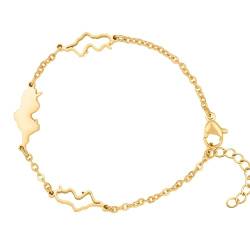 d'origine Tunesien Landkarten Armband Gold Unisex Damen Herren, Tunesischer Schmuck, Tunesisches Armband, Tunesien Flaggen Schmuck von d'origine