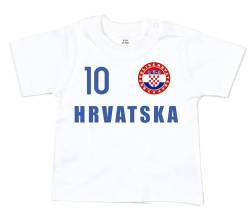 daged T-Shirt Baby Kroatien Trikot Look EM WM Emblem Personalisieren Name & Nummer FH W (3-6m) von daged