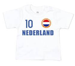 daged T-Shirt Baby Niederlande Trikot Look EM WM Emblem Personalisieren Name & Nummer FH W (12-18m) von daged