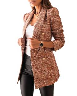 dalamirra Damen Elegante Blazer Mantel Formelle Jacke Mit Knöpfen Basic Blazer Freizeitjacke Plain Cardigans Casual Business Für Arbeit Büro Slim Fit Revers Blazer Jacke Lange Ärmel Outwear Mantel von dalamirra