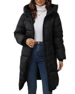 dalamirra Damen Winter Mantel gesteppt Kapuze Langer Mantel gesteppt Winter Warme Oberbekleidung Outdoor Jacke gesteppt Mantel Reißverschluss Plain Lange warme Winterjacke Verdickter Mantel von dalamirra