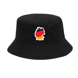 Deutschland Hut EM Fußball 2024 Herren Damen Anglerhut Fischerhut Bucket Hat Europameisterschaft Germany Fanartikel DE Public Viewing EM Deko Kappe Mütze Männer Frauen Fussball Landkarte Map schwarz von dalerno