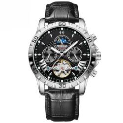 DAXIAOYU Luxuriöse automatische mechanische Uhr für Herren, hohl, Tourbillon, wasserdicht, leuchtendes Leder, Herrenuhren, Schwarz, Luxuriös von daxiaoyu