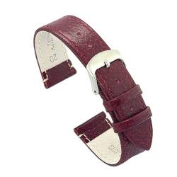 diloy Elegantes, flaches Uhrenarmband aus Rindsleder mit Büffelledergravur 8mm 10mm 12mm 14mm 16mm 18mm 20mm 22mm Ref. 86 Bordeaux 14mm von diloy