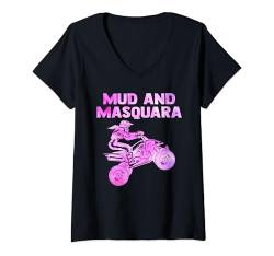 Damen Schlamm und Masquara Quad T-Shirt mit V-Ausschnitt von dirt bike & dirt bike girl Gift