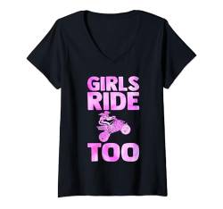 Damen mädchen fahren zu quad T-Shirt mit V-Ausschnitt von dirt bike & dirt bike girl Gift