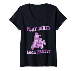 Damen spiele Dirty Look Pretty Quad T-Shirt mit V-Ausschnitt von dirt bike & dirt bike girl Gift