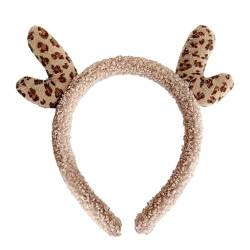 dmqdu Hirsch Stirnband, Geweih Kopfbedeckung - Gesichtswäsche Leopard Kopfbedeckung | Geweih Stirnband Tier Geweih Stirnband Cosplay Kostüm Party für Weihnachten von dmqdu