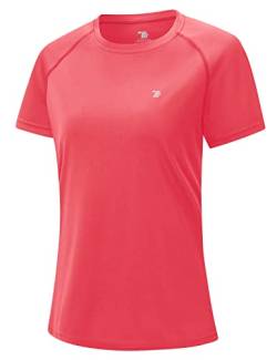 donbobo Damen Sport T-Shirt Running Fitness Shirts Oberteile T-Shirts Kurzarm Laufshirt Atmungsaktiv Schnell Trocken Elastisch Yoga Gym Fitness Trainingsshirt (Rot, S) von donhobo