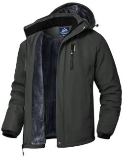 donhobo Herren Skijacke Wasserdicht Winddichte Winterjacke Warme Fleece-Futter Outdoor Übergangsjacke mit Abnehmbarer Kapuze, Dunkelgrau, XXL von donhobo