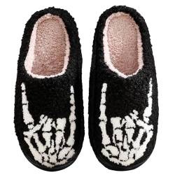 dubuto Damen Winter Warm Hausschuhe Winter Plüsch Hausschuhe Pantoffeln mit Geistermuster für Halloween Flauschige Pantoffeln Rutschfest Slippers von dubuto